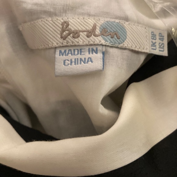 NBW Boden Swishy Mara Black and White Striped Swing Dress, Size 4P - Picture 4 of 4